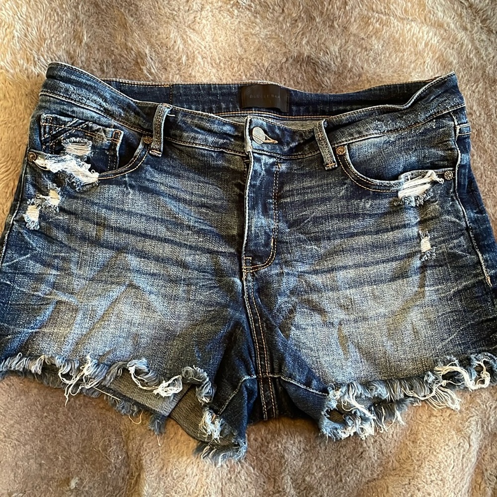 Women's Buckle Black Jean Shorts